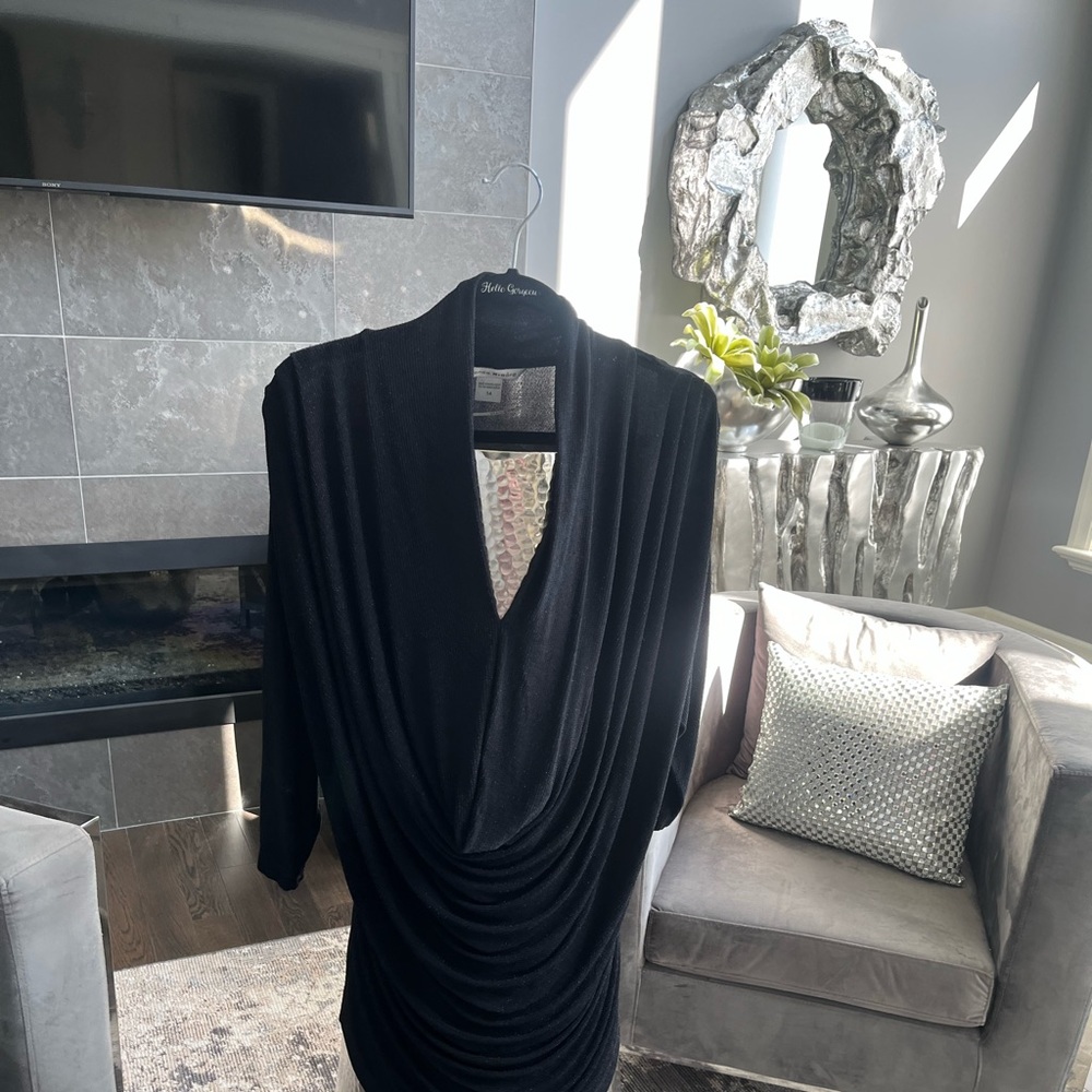 Bianca Nygard  black with a bit of shimmer hide everything going out night top